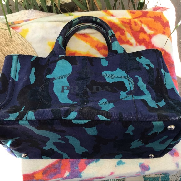 PRADA Prada Canapa Tote Camouflage Women’s Canvas Bag - Picture 7 of 12